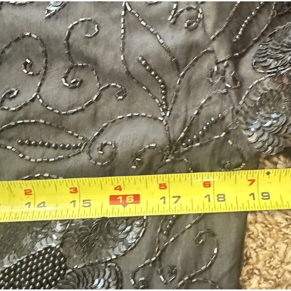 Vintage Patra Stenay Women’s Black Sequin Beaded Silk Evening Blouse Sz M - Picture 5 of 6